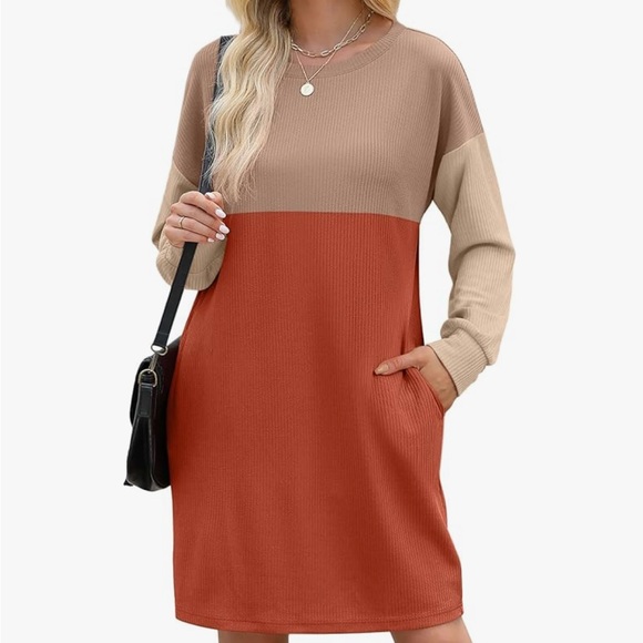 Wiholl Dresses & Skirts - Elegant Long Sleeve Colorblock Dress